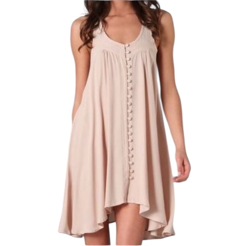 Oscar the Third Cream/Light Pink Trapeze Baby Doll Dress, Size Medium